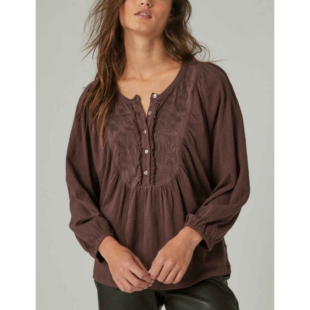 EUC Lucky Brand Embroidered Blouse